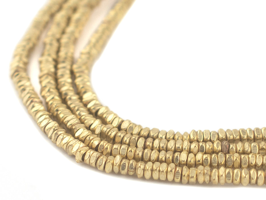 Gold Faceted Square Heishi Beads (3mm) - The Bead Chest