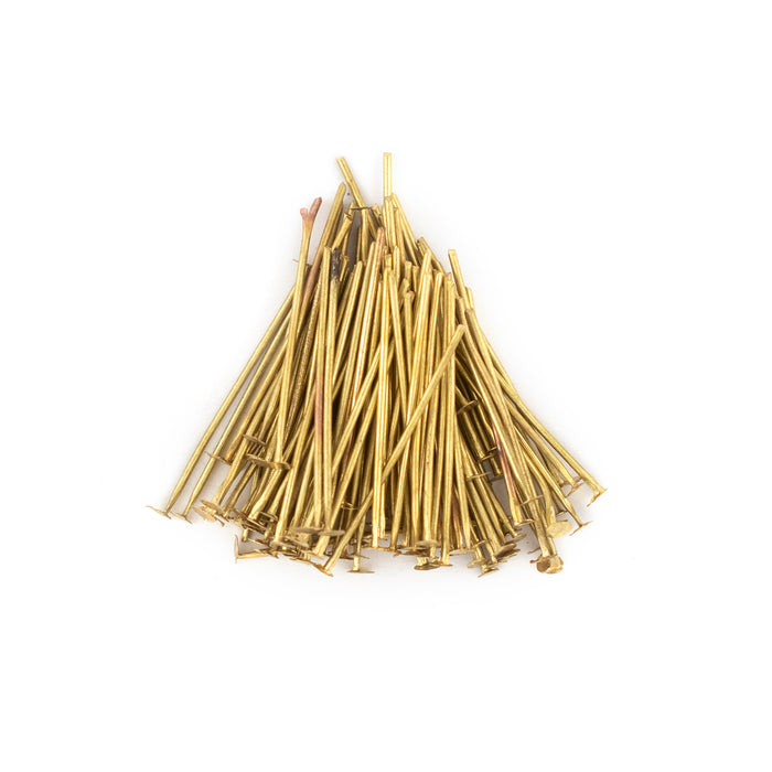 Brass 21 Gauge 1 Inch Head Pins (Approx 100 pieces) - The Bead Chest