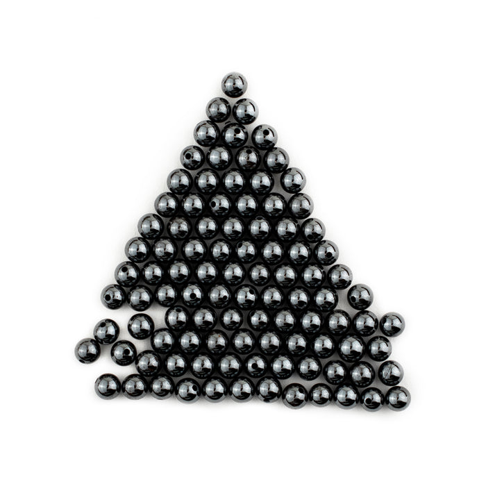 Round Non-Magnetic Hematite Beads (4mm, Set of 100) - The Bead Chest