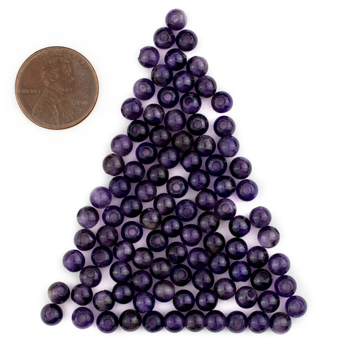 Dark Round Amethyst Beads (6mm, Set of 100) - The Bead Chest