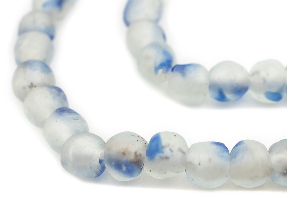 Light Cobalt Blue Swirl Recycled Glass Beads (9mm) - The Bead Chest