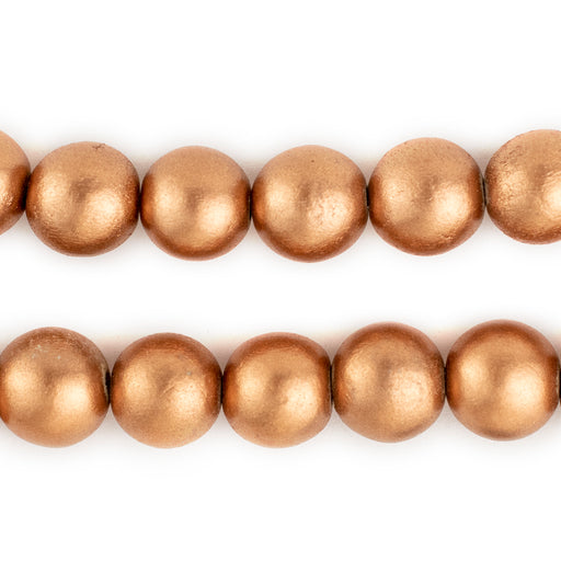 Copper Round Natural Wood Beads (12mm) - The Bead Chest