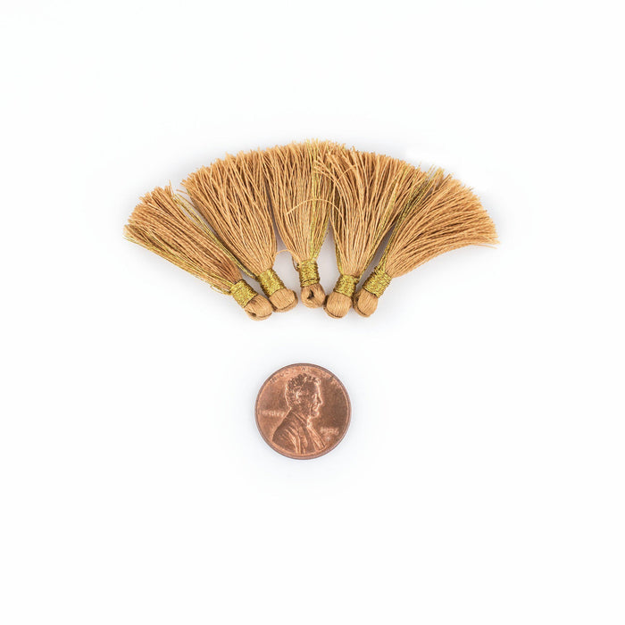 Brass 3cm Silk Tassels (5 Pack) - The Bead Chest