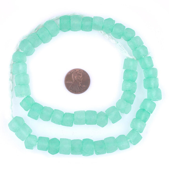 Mint Green Faceted Java Recycled Glass Beads - The Bead Chest