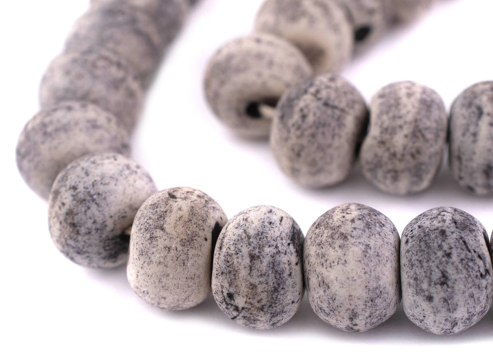 Speckled Grey Round Bone Beads (16mm) - The Bead Chest