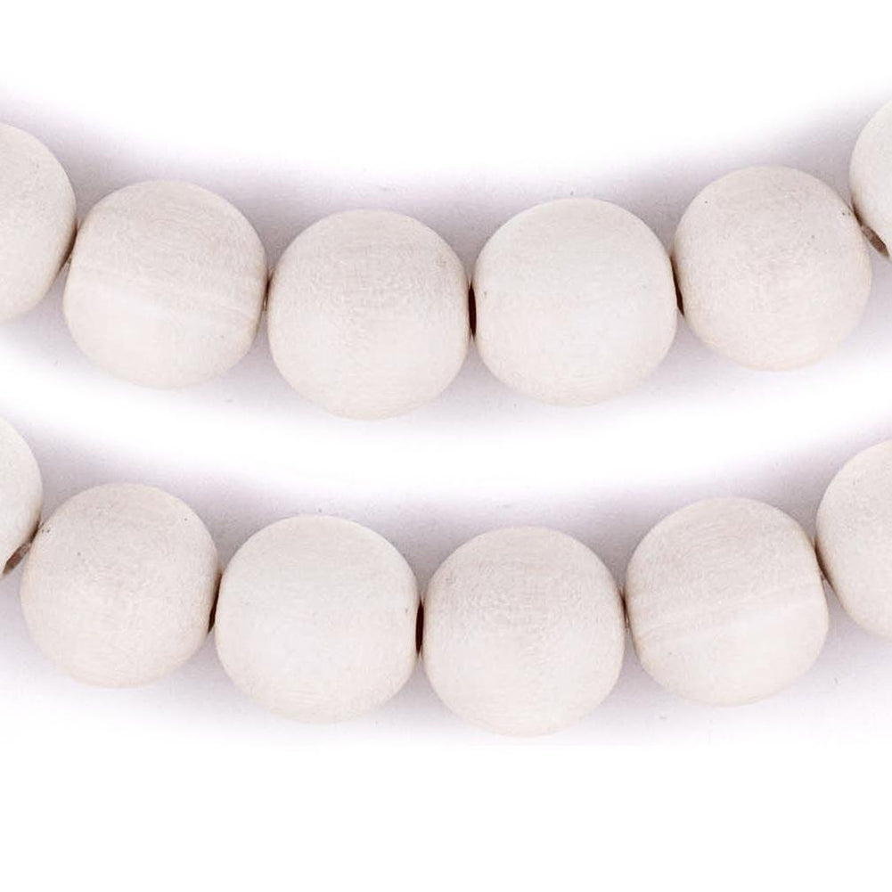 White Round Natural Wood Beads (14mm) — The Bead Chest