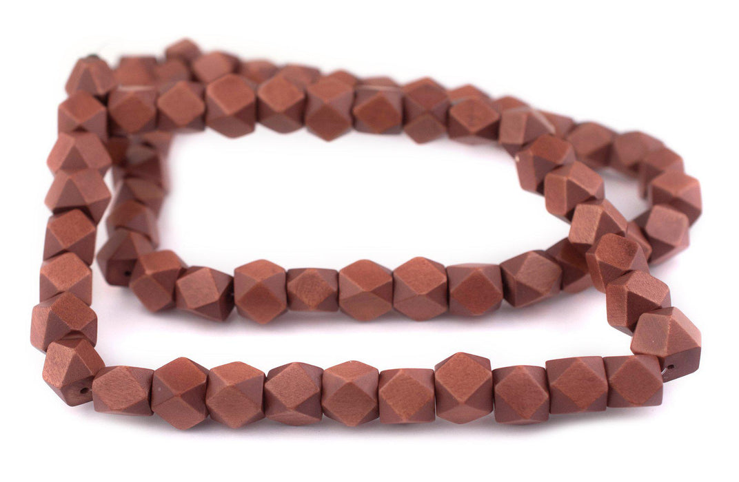 Light Brown Diamond Cut Natural Wood Beads (12mm) - The Bead Chest