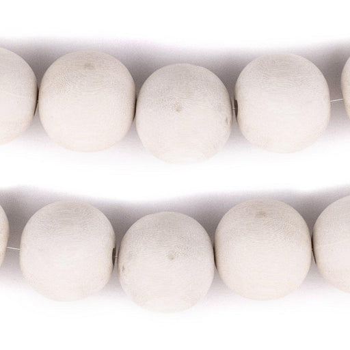 White Round Natural Wood Beads (18mm) - The Bead Chest