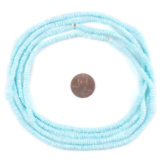 Baby Blue Sliced Shell Heishi Beads (3mm) - The Bead Chest