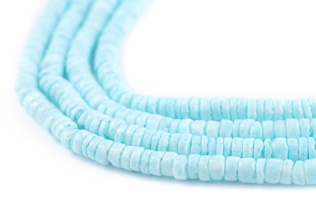 Baby Blue Sliced Shell Heishi Beads (3mm) - The Bead Chest