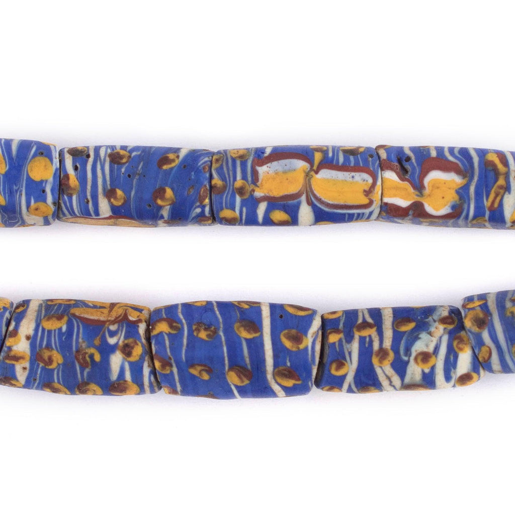 Matching Yellow with Red, White and Blue Millefiori Bead Strand from store the West African Trade