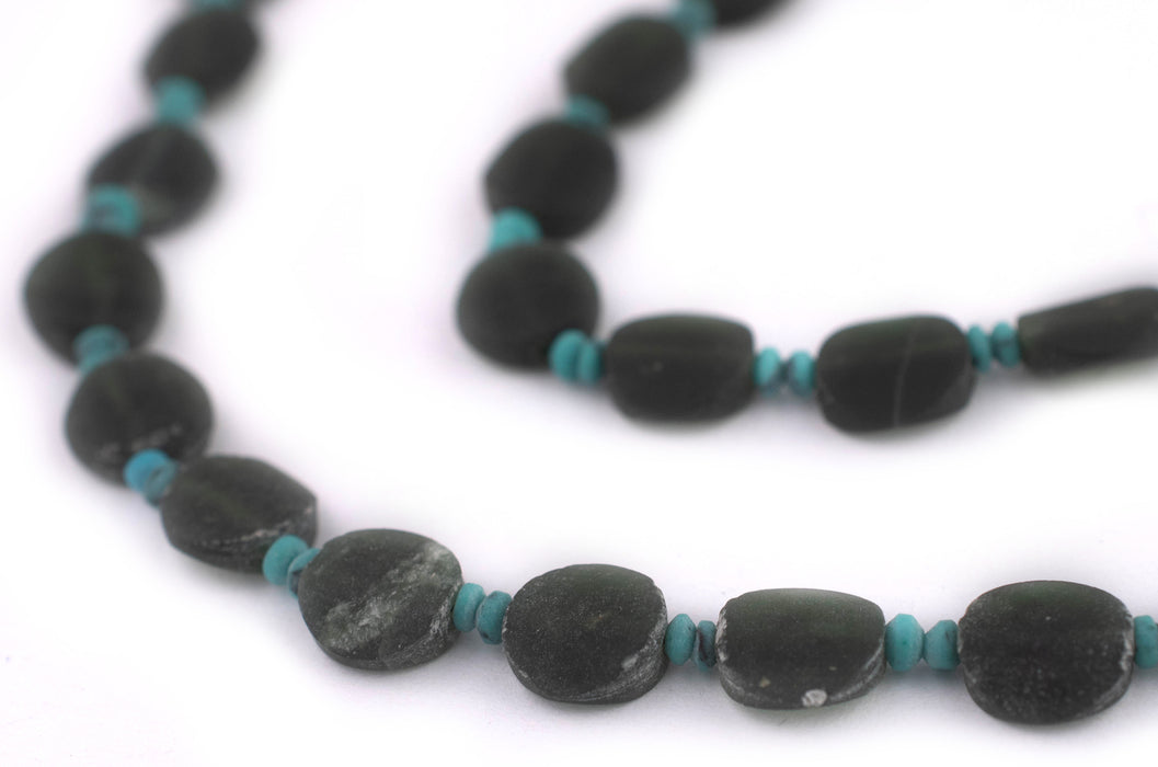 Dark Green Flat Circular Afghan Jade Beads (8mm) - The Bead Chest