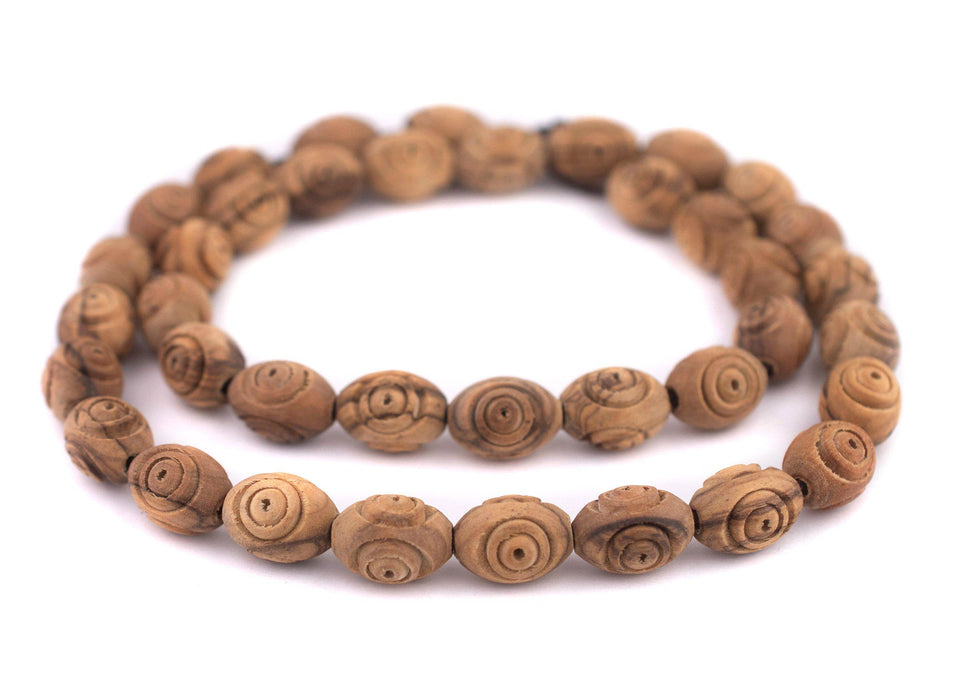 Carved Oval Olive Wood Beads from Bethlehem (16x12mm) - The Bead Chest