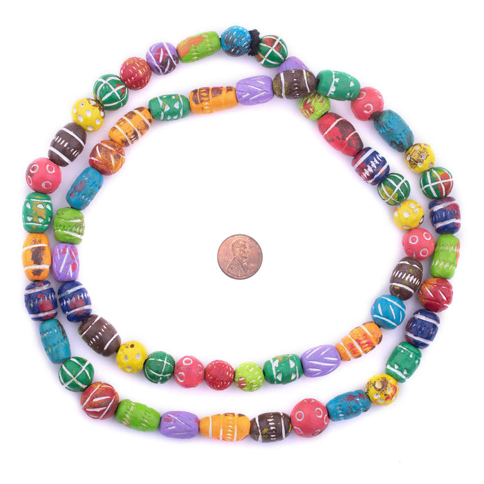 Bright Multicolor Patterned Terracotta Beads (10-15mm) - The Bead Chest