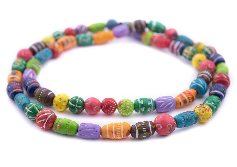 Bright Multicolor Patterned Terracotta Beads (10-15mm) - The Bead Chest