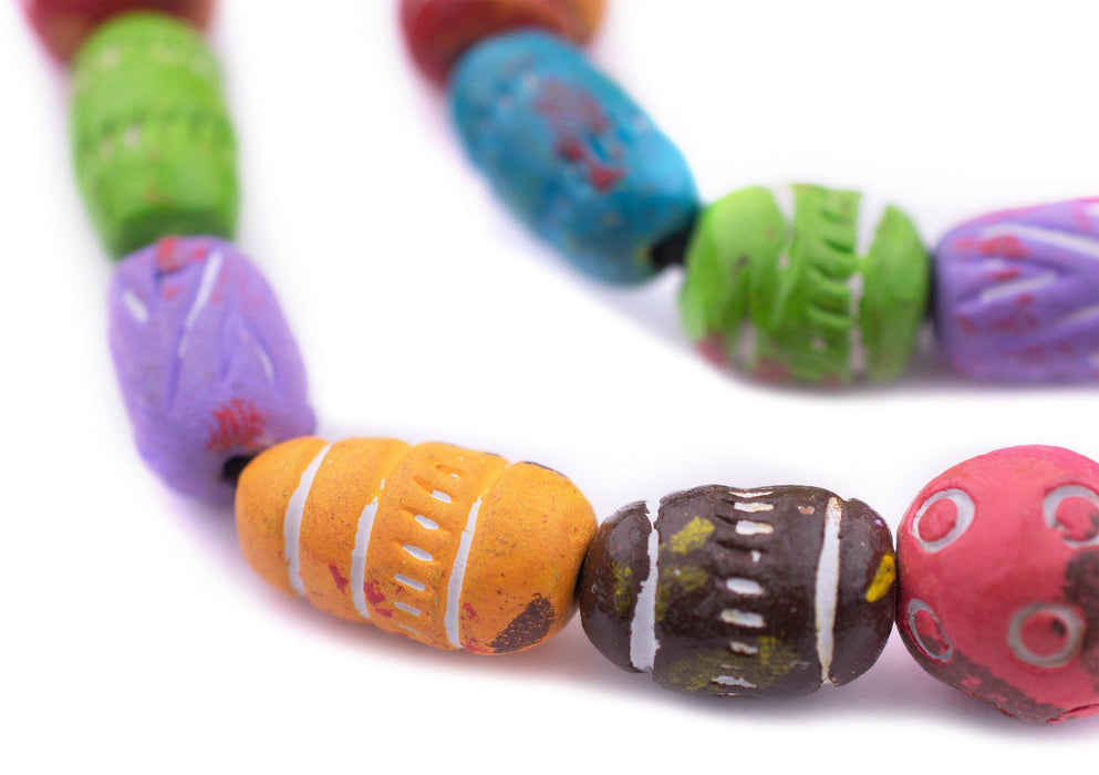 Bright Multicolor Patterned Terracotta Beads (10-15mm) - The Bead Chest