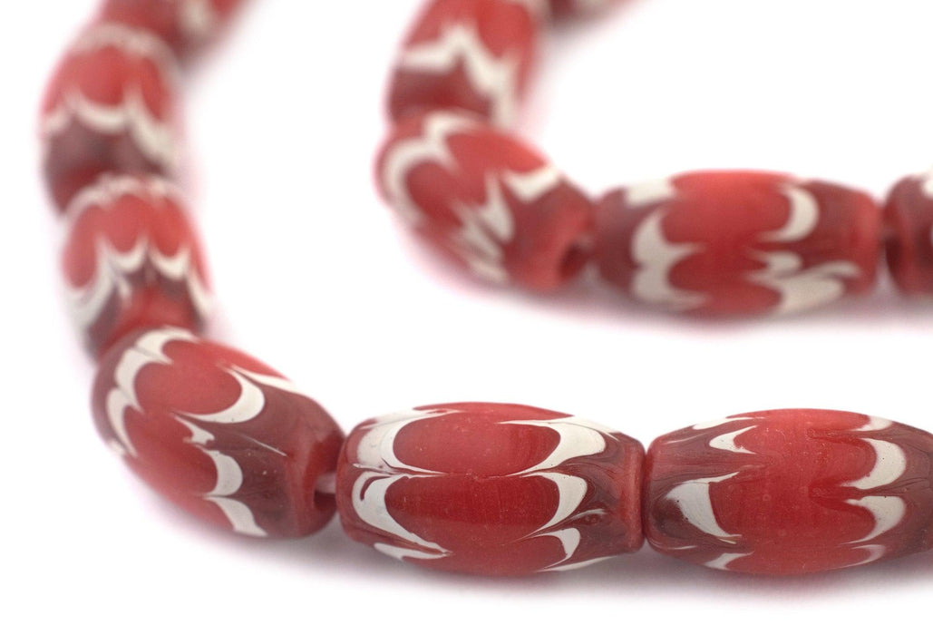 Red Java Chevron Beads (16x10mm) - The Bead Chest