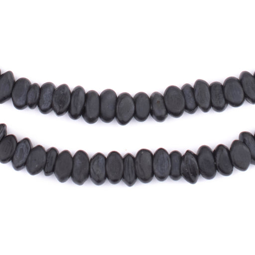 Black Football-Shaped Java Glass Beads (4x10mm) - The Bead Chest