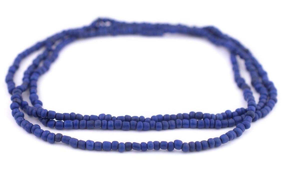 Cobalt Blue Java Glass Seed Beads (4mm, 48" Strand) - The Bead Chest