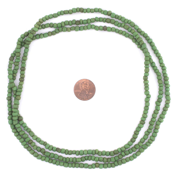 Green Java Glass Seed Beads (4mm, 48" Strand) - The Bead Chest