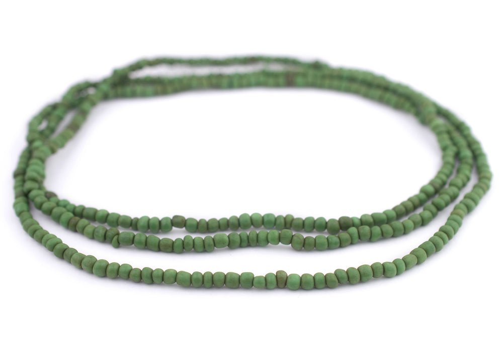 Green Java Glass Seed Beads (4mm, 48" Strand) - The Bead Chest