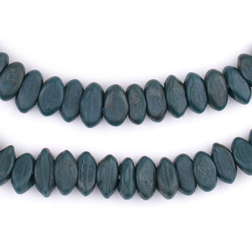 Teal Football-Shaped Java Glass Beads (4x10mm) - The Bead Chest