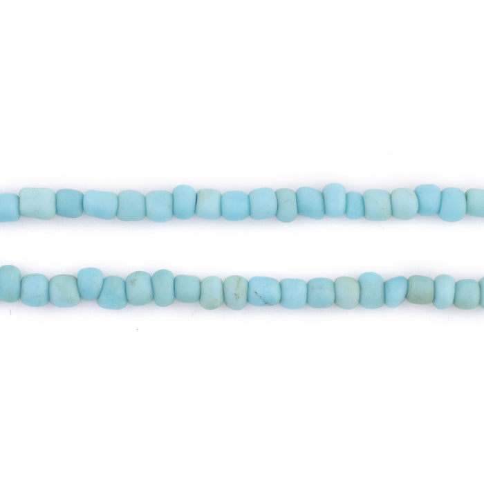 Baby Blue Java Glass Seed Beads (4mm, 48" Strand) - The Bead Chest