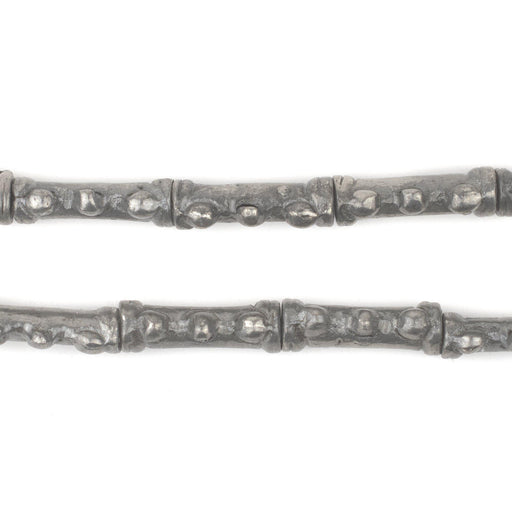 Silver Ivory Coast Baule Tube Beads (19x7mm) - The Bead Chest