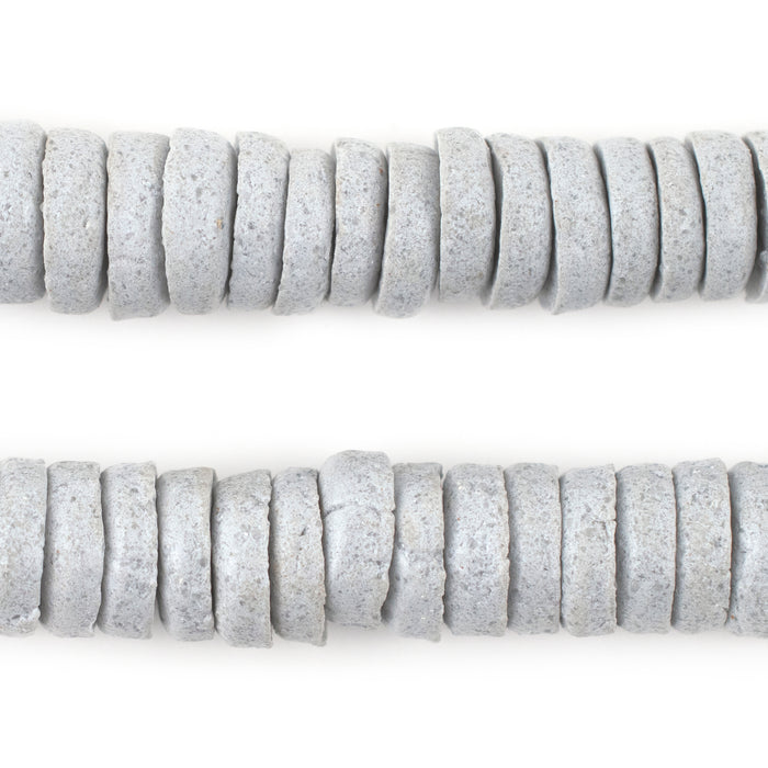 Light Grey Ashanti Glass Disk Beads (14mm) - The Bead Chest