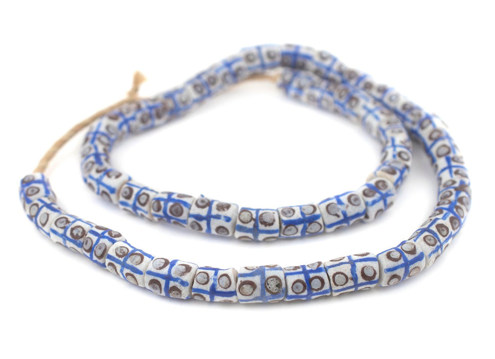 Blue & White Dotted Krobo Beads - The Bead Chest