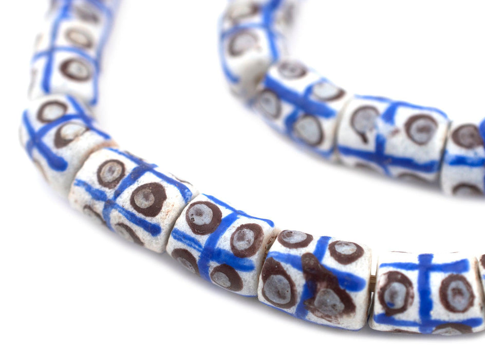 Blue & White Dotted Krobo Beads - The Bead Chest