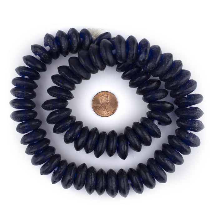 Jumbo Rondelle Cobalt Blue Recycled Glass Beads (20mm) - The Bead Chest