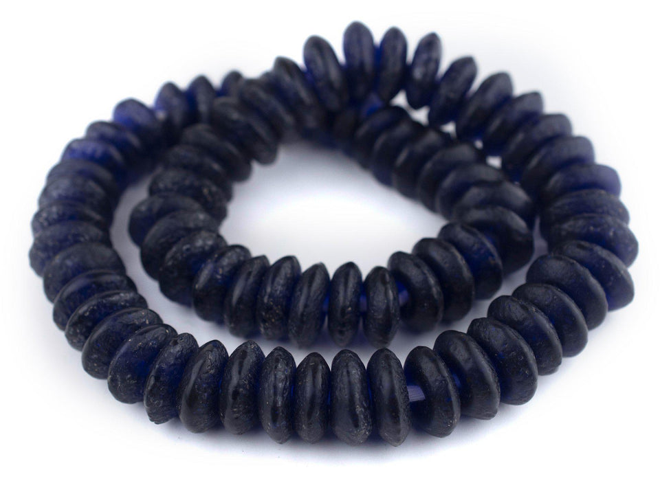 Jumbo Rondelle Cobalt Blue Recycled Glass Beads (20mm) - The Bead Chest