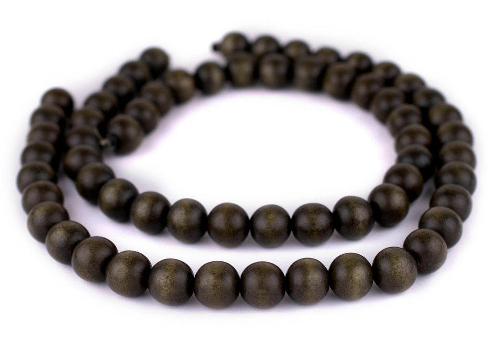 Olive Green Round Natural Wood Beads (14mm) - The Bead Chest